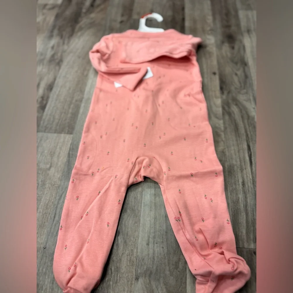 NWT Baby Girl Little Sister Sleeper Size‎ 9M Pink With Flowers Carter 2 Way Zip